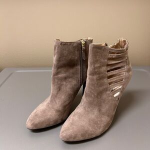 Kelly & Katie Brown Suede Cutout Heeled Boots